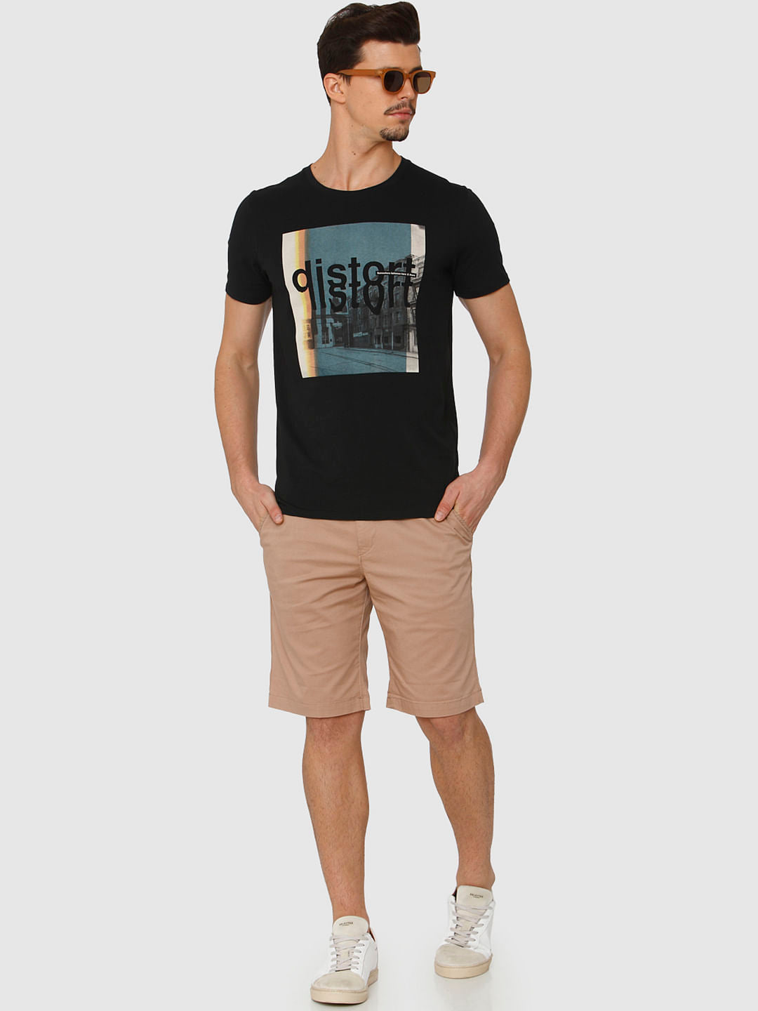 Black Graphic Print Crew Neck T-Shirt