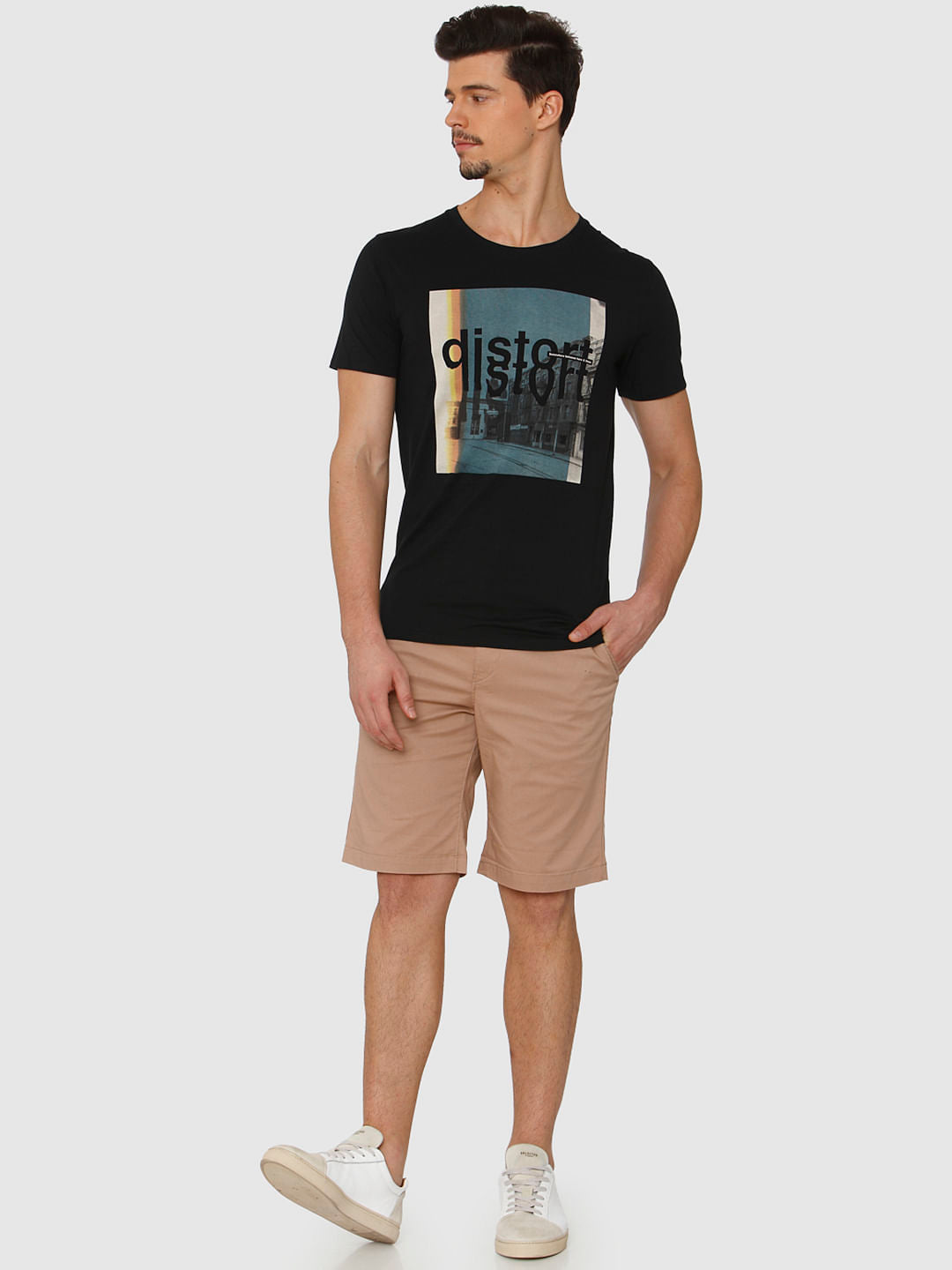 Black Graphic Print Crew Neck T-Shirt