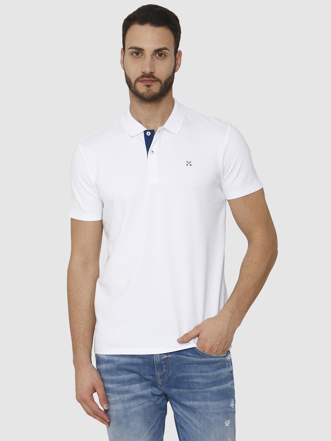 White Polo Neck T-Shirt