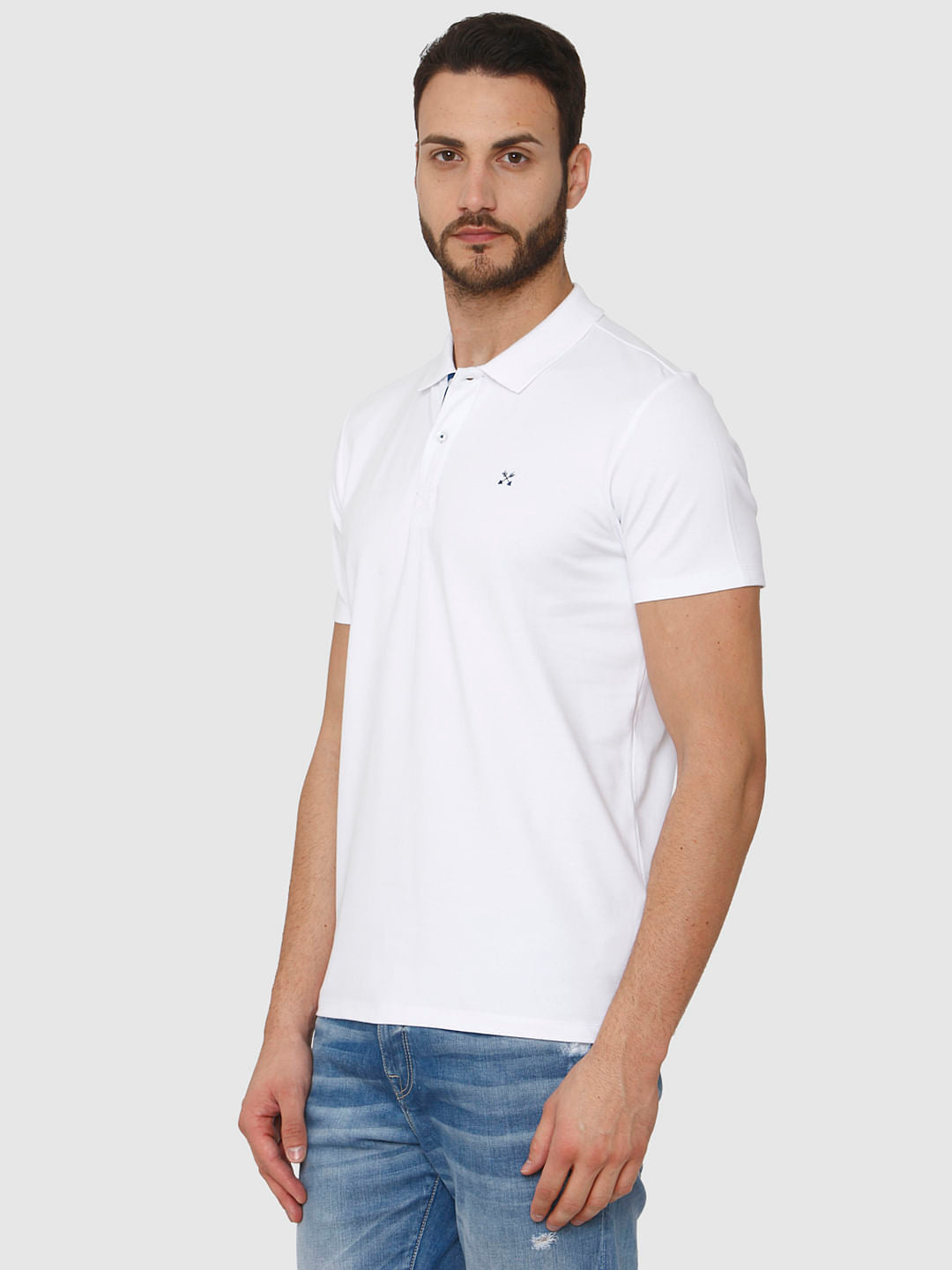 White Polo Neck T-Shirt