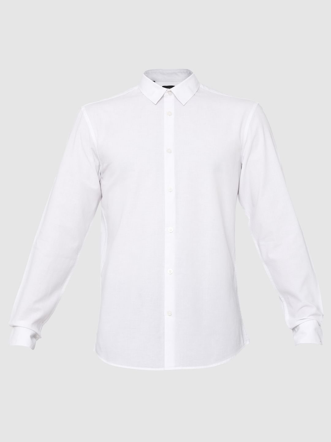 White Linen Slim Fit Formal Shirt