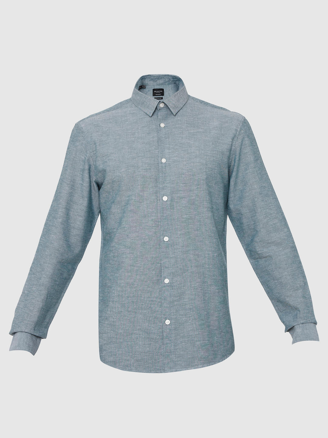 Teal Linen Slim Fit Formal Shirt