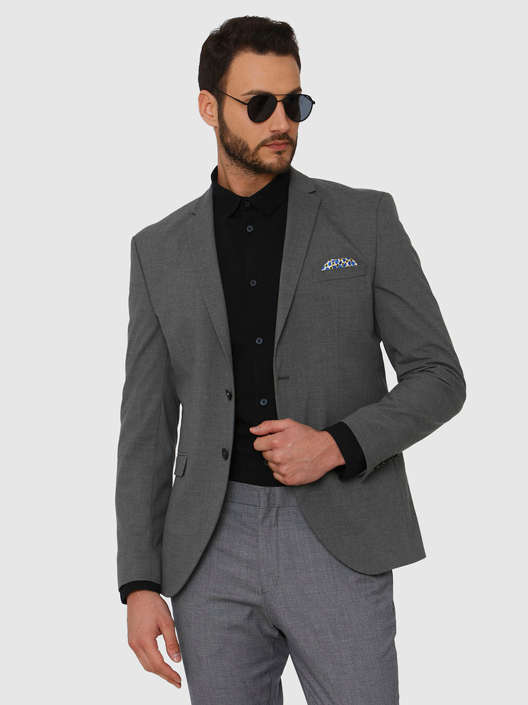Black Faded Linen Slim Fit Full Sleeves Shirt