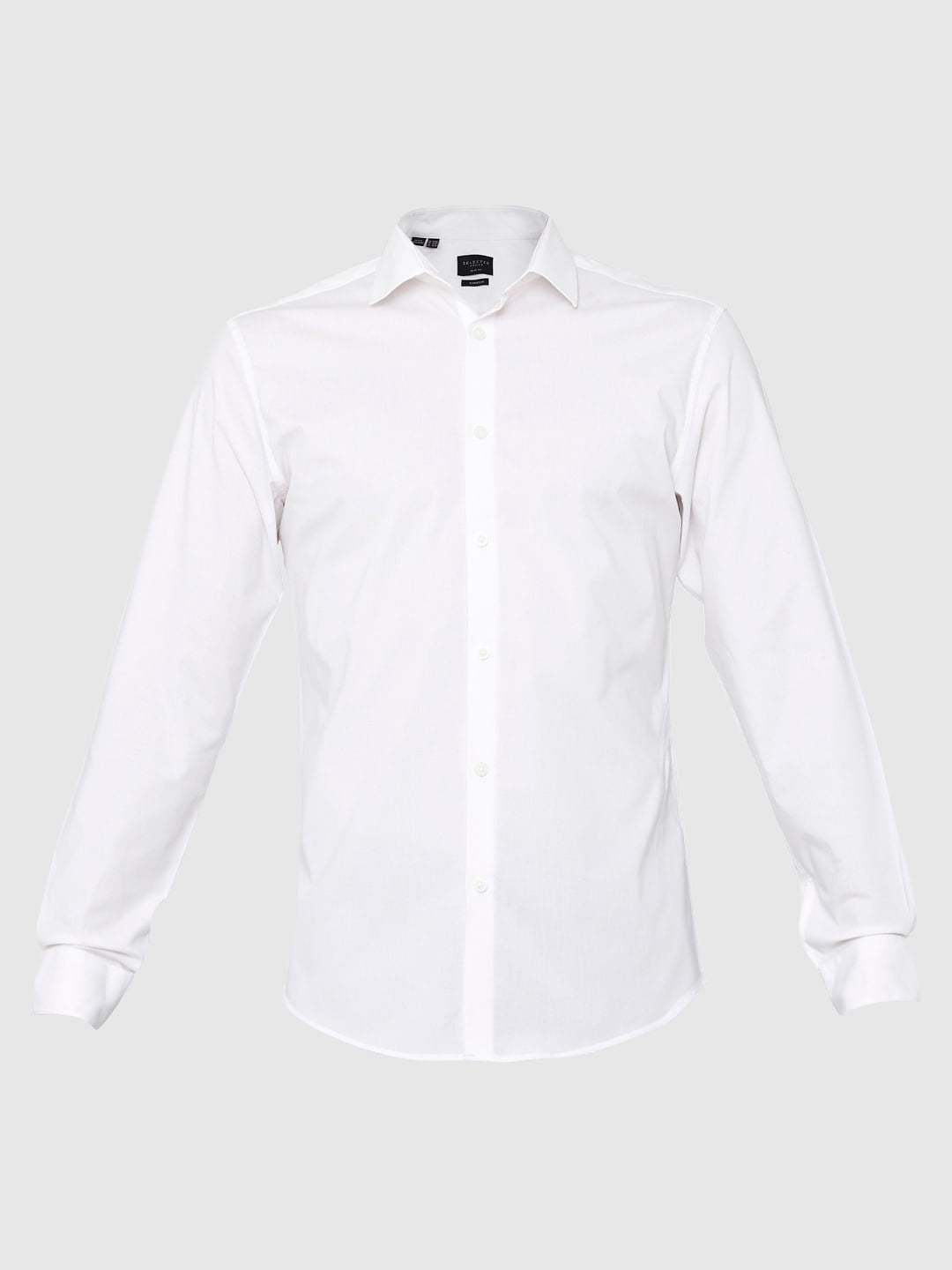 White Full Sleeves Slim Fit Shirt
