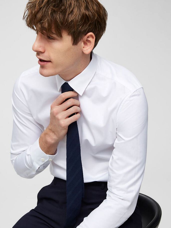 White Slim Fit Full Sleeves Formal Shirt