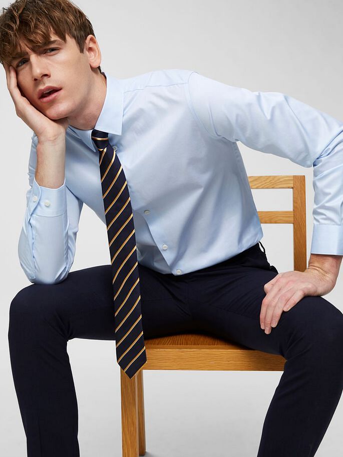 Light Blue Slim Fit Full Sleeves Formal Shirt