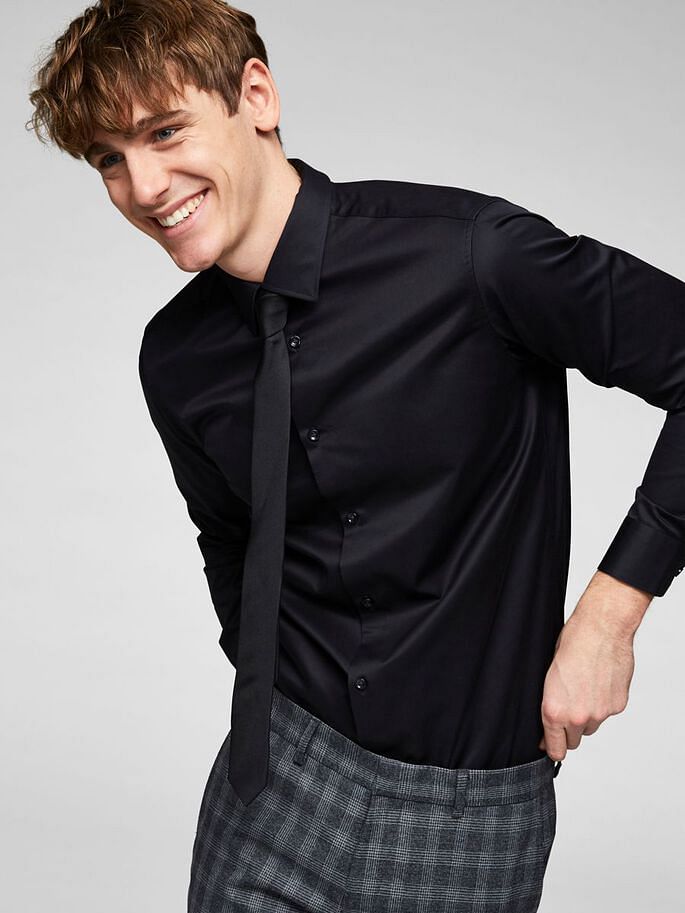 Black Slim Fit Full Sleeves Formal Shirt