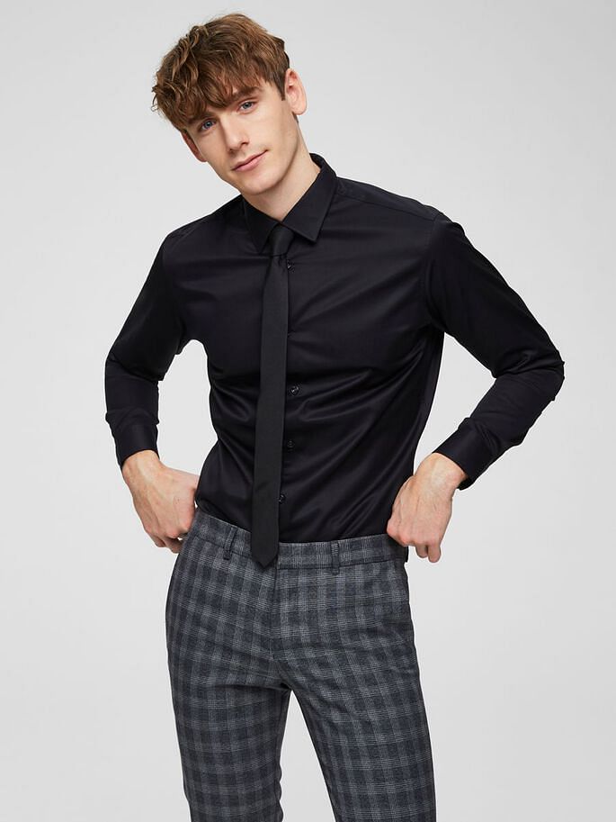 Black Slim Fit Full Sleeves Formal Shirt