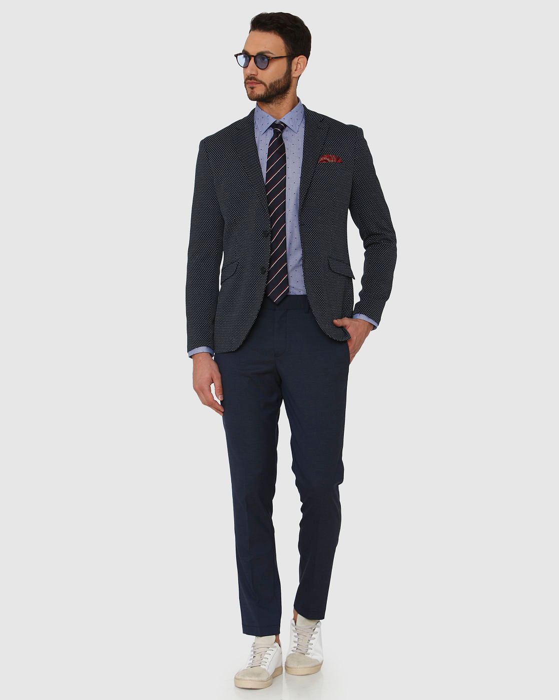 Blue Slim Fit Formal Trousers