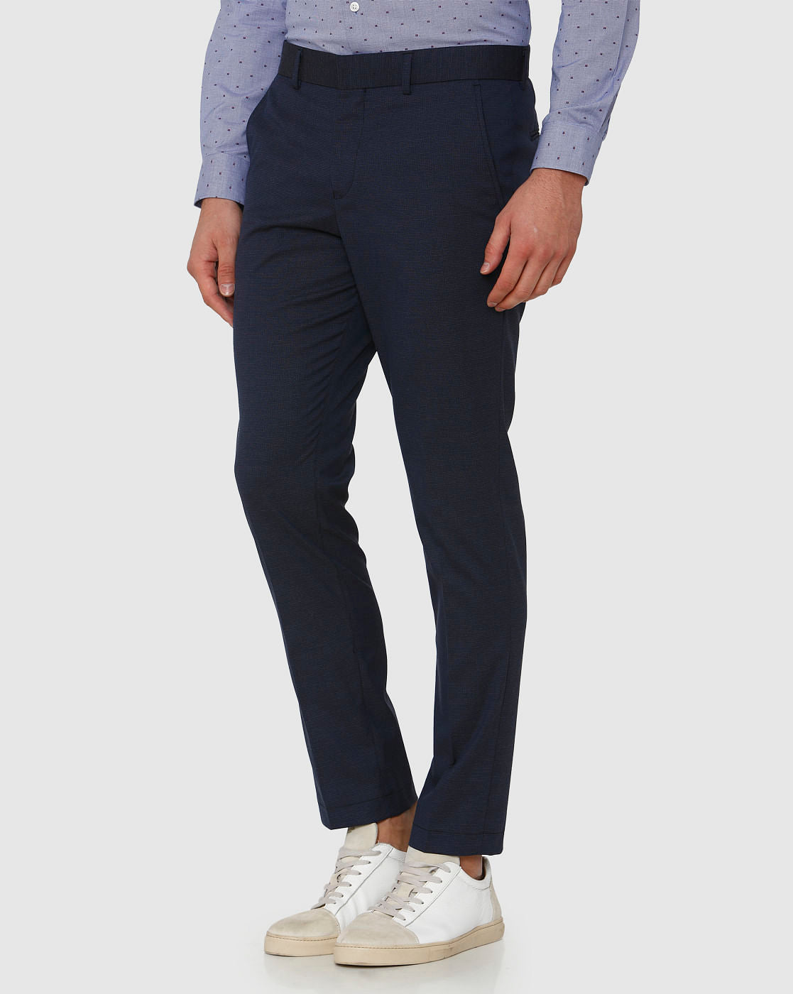 Blue Slim Fit Formal Trousers