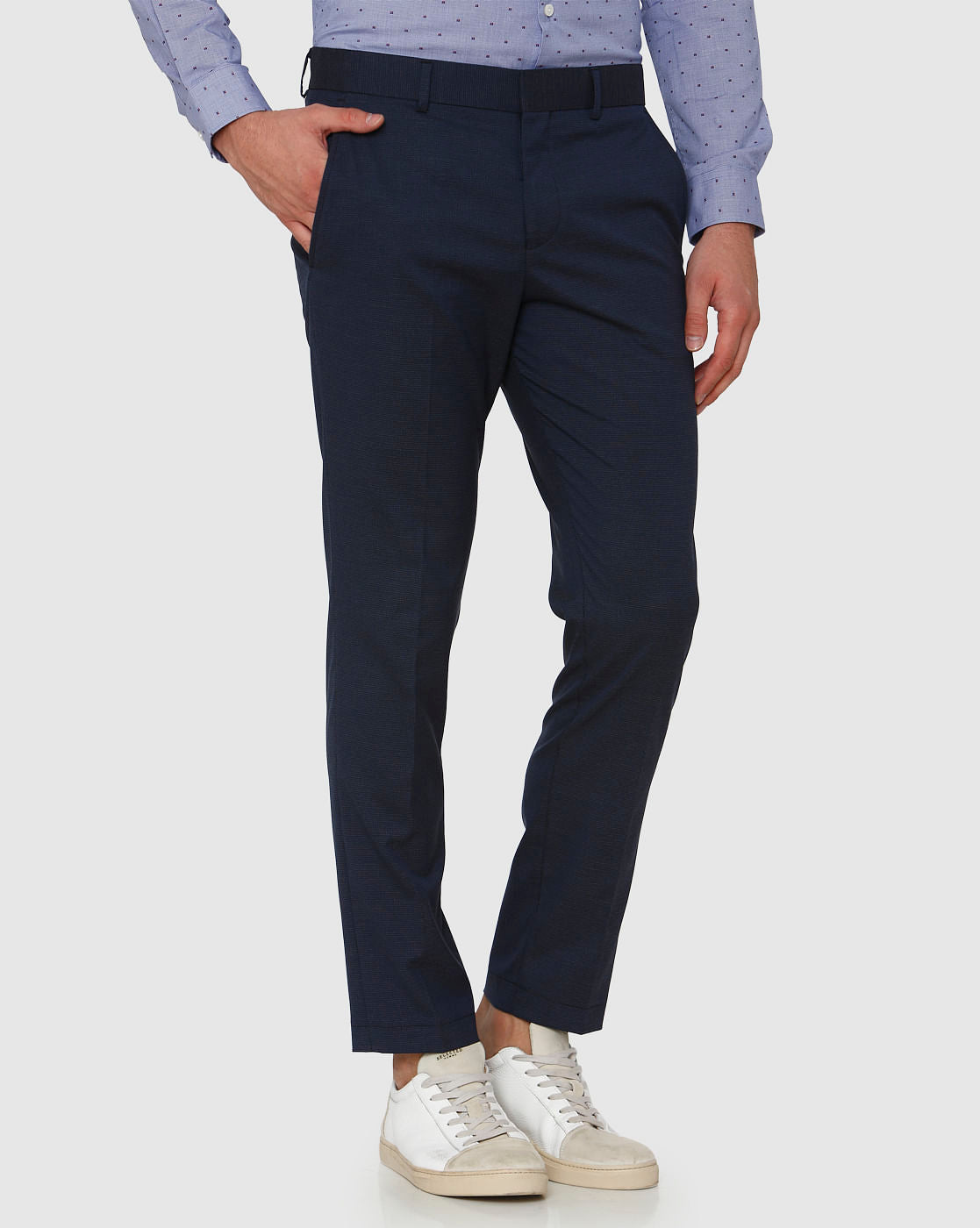Blue Slim Fit Formal Trousers