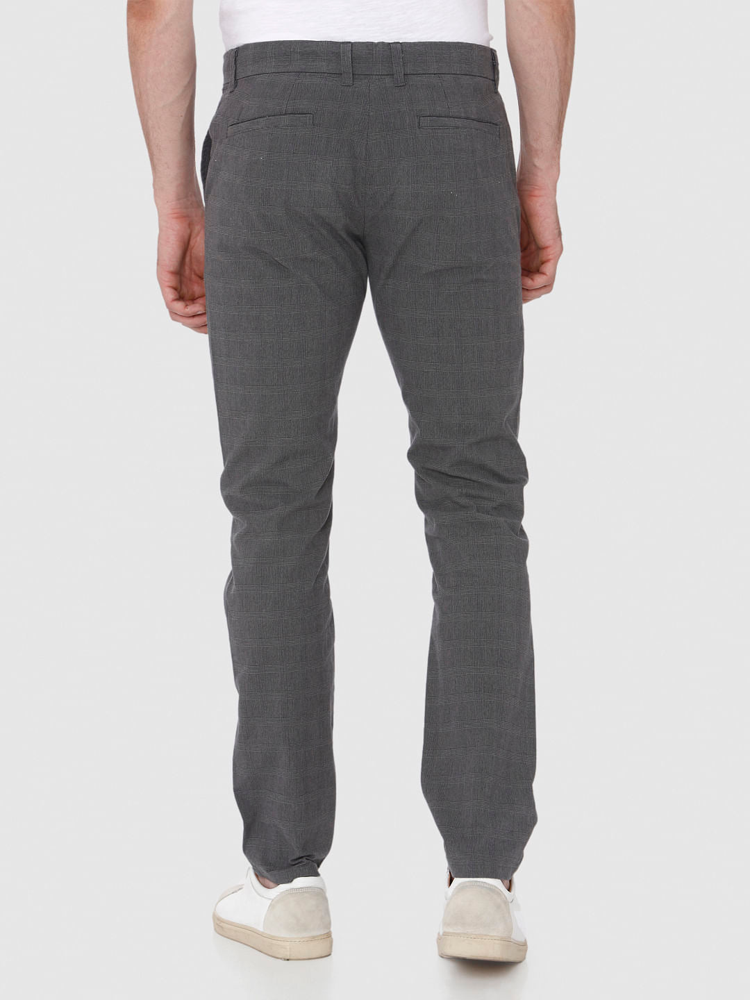 Grey Check Slim Fit Pants