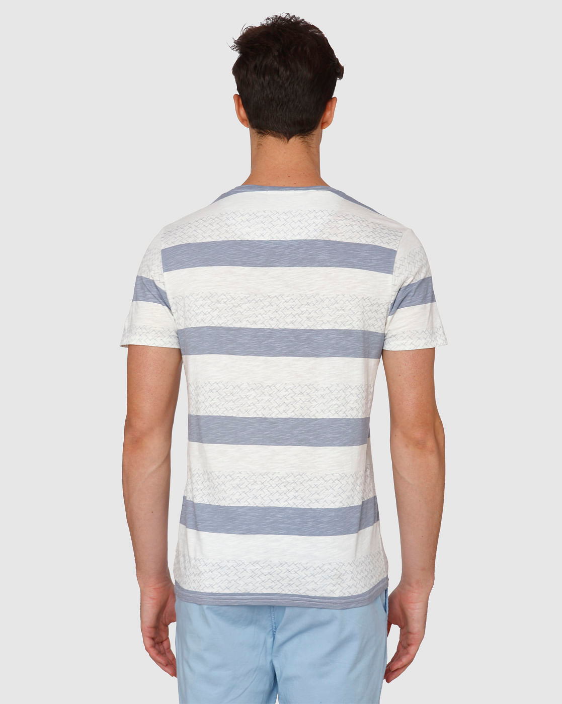 White Colour Blocked Crew Neck T-Shirt