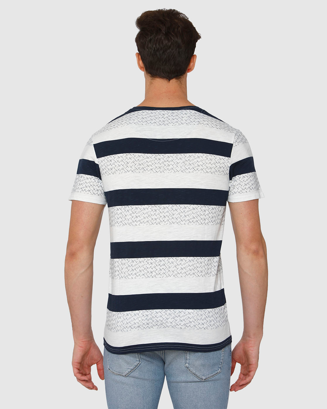 White Colour Blocked Crew Neck T-Shirt