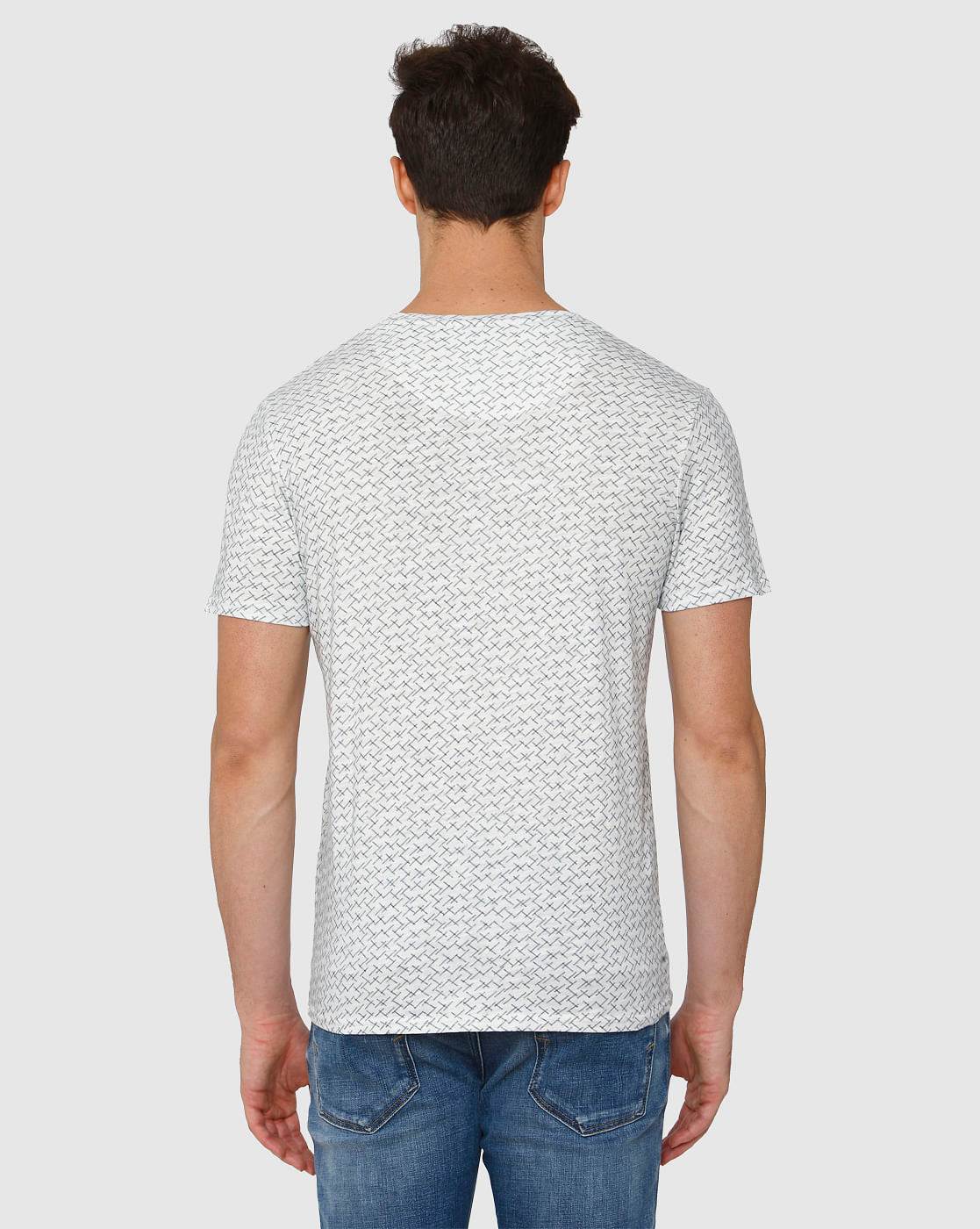 White All Over Print Crew Neck T-Shirt