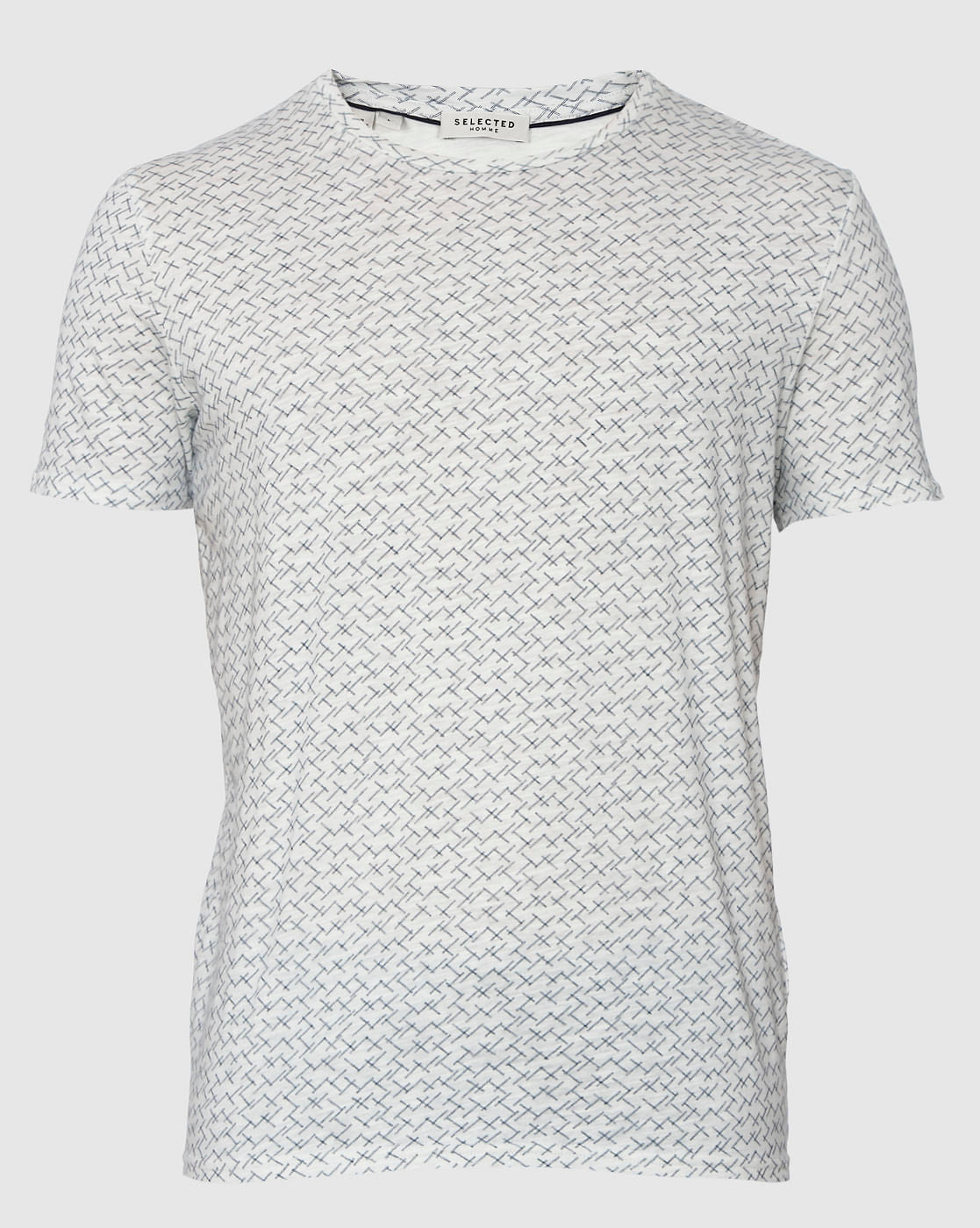 White All Over Print Crew Neck T-Shirt