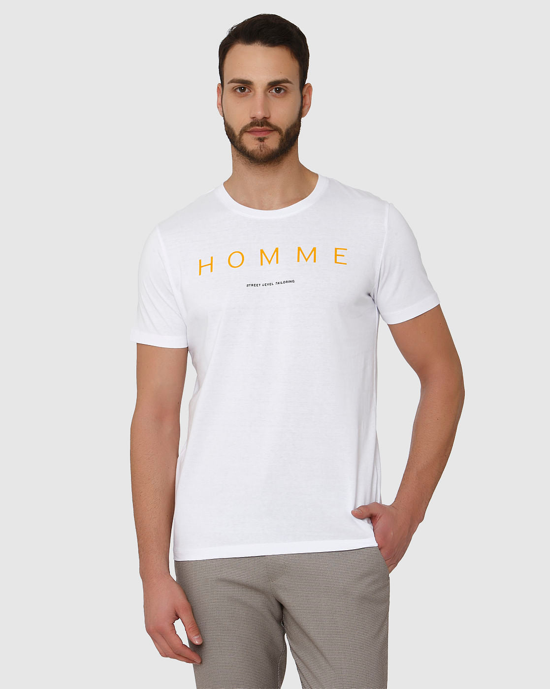 White Text Print Crew Neck T-Shirt