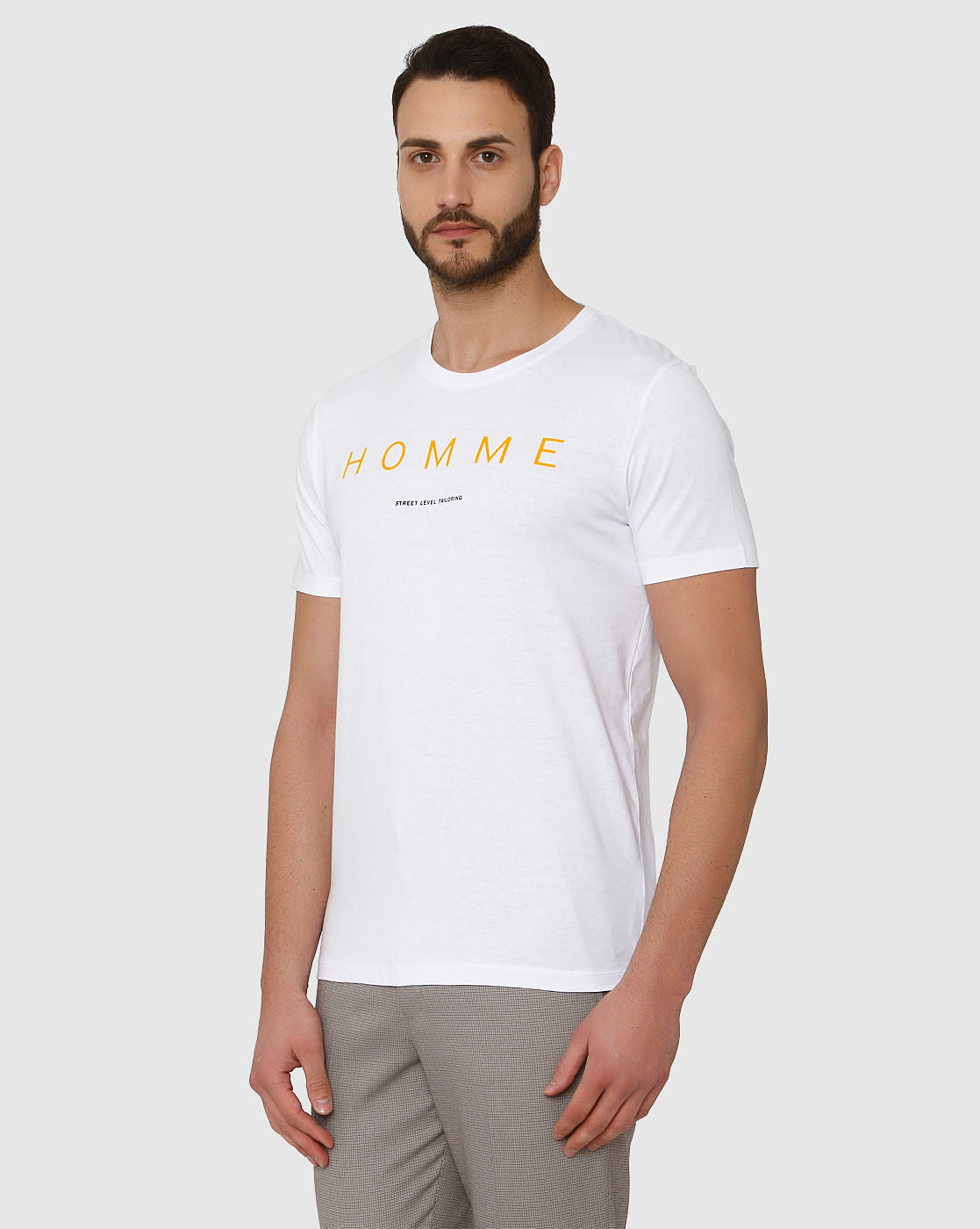 White Text Print Crew Neck T-Shirt