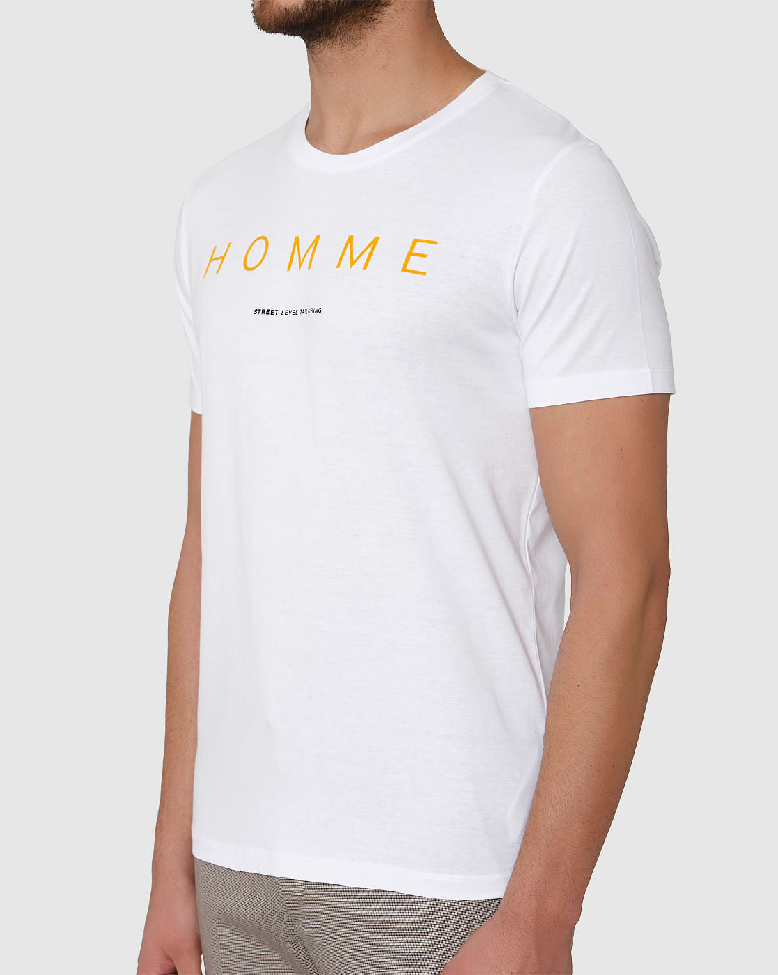 White Text Print Crew Neck T-Shirt