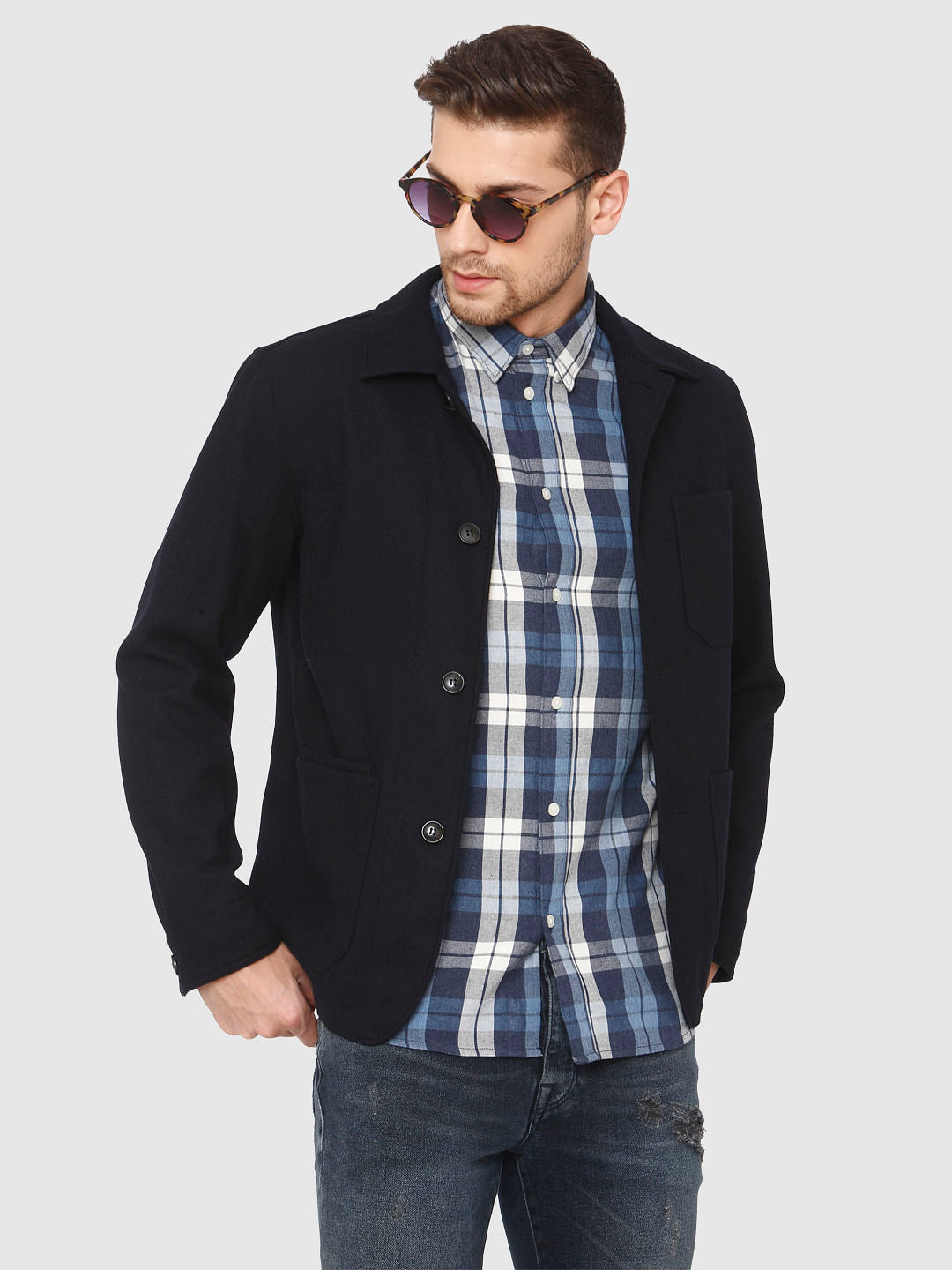 Blue Check Full Sleeves Shirt