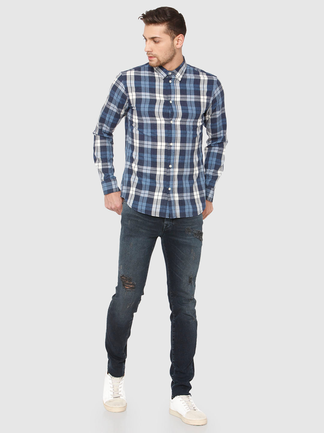 Blue Check Full Sleeves Shirt