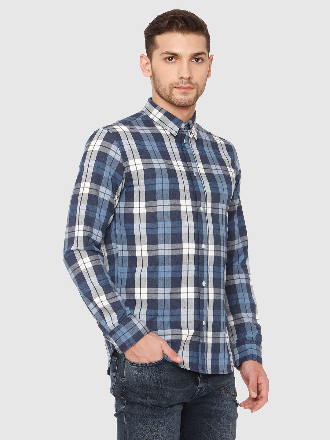 Blue Check Full Sleeves Shirt