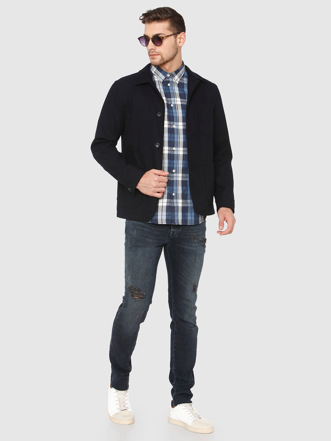 Blue Check Full Sleeves Shirt