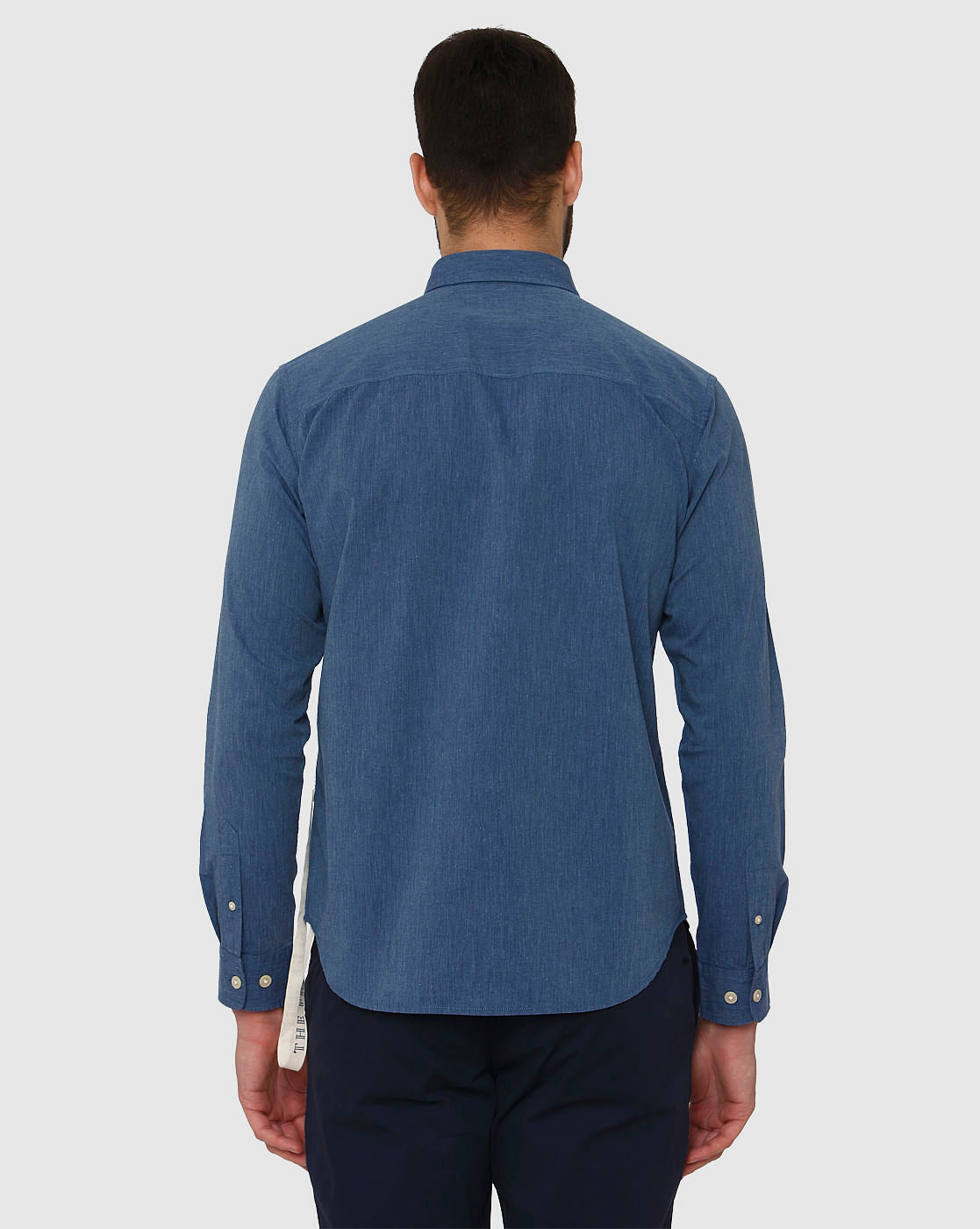 Blue Side Tape Detail Slim Fit Full Sleeves Shirt