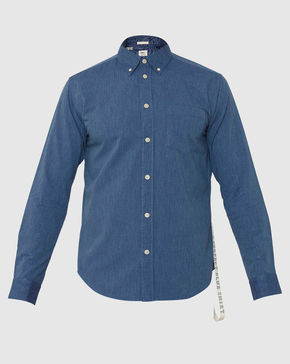 Blue Side Tape Detail Slim Fit Full Sleeves Shirt
