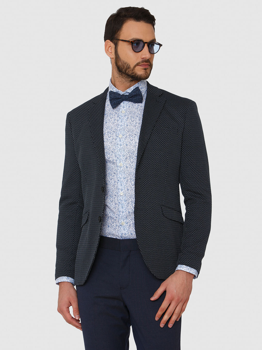 Light Blue All Over Print Slim Fit Full Sleeves Shirt
