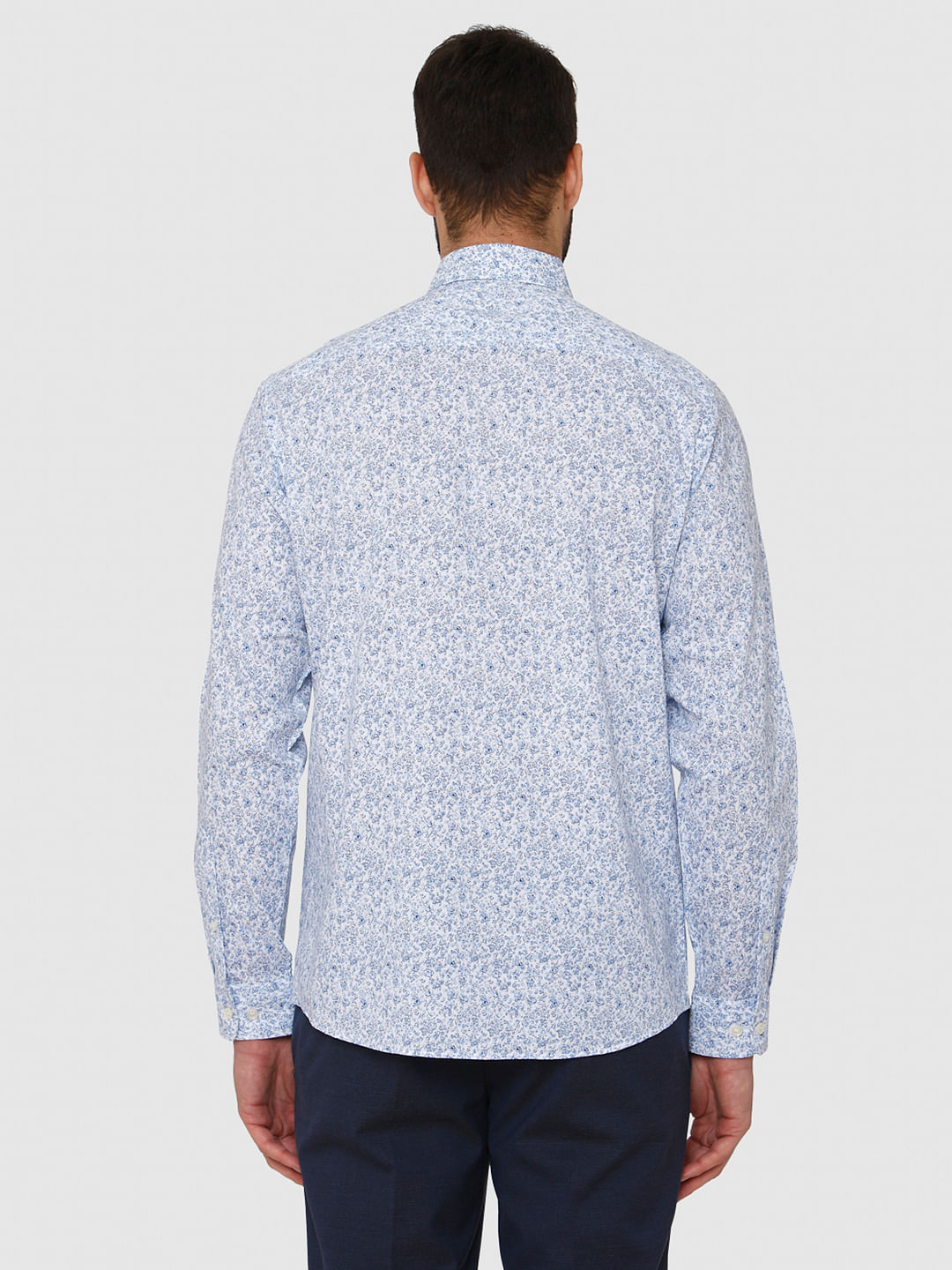 Light Blue All Over Print Slim Fit Full Sleeves Shirt