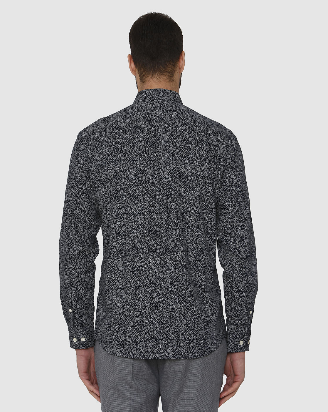 Navy Blue All Over Print Full Sleeves Shirt