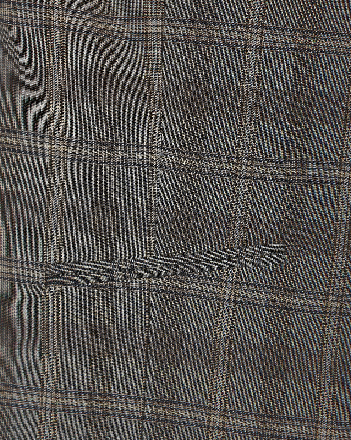 Grey Checks Slim Fit Waistcoat