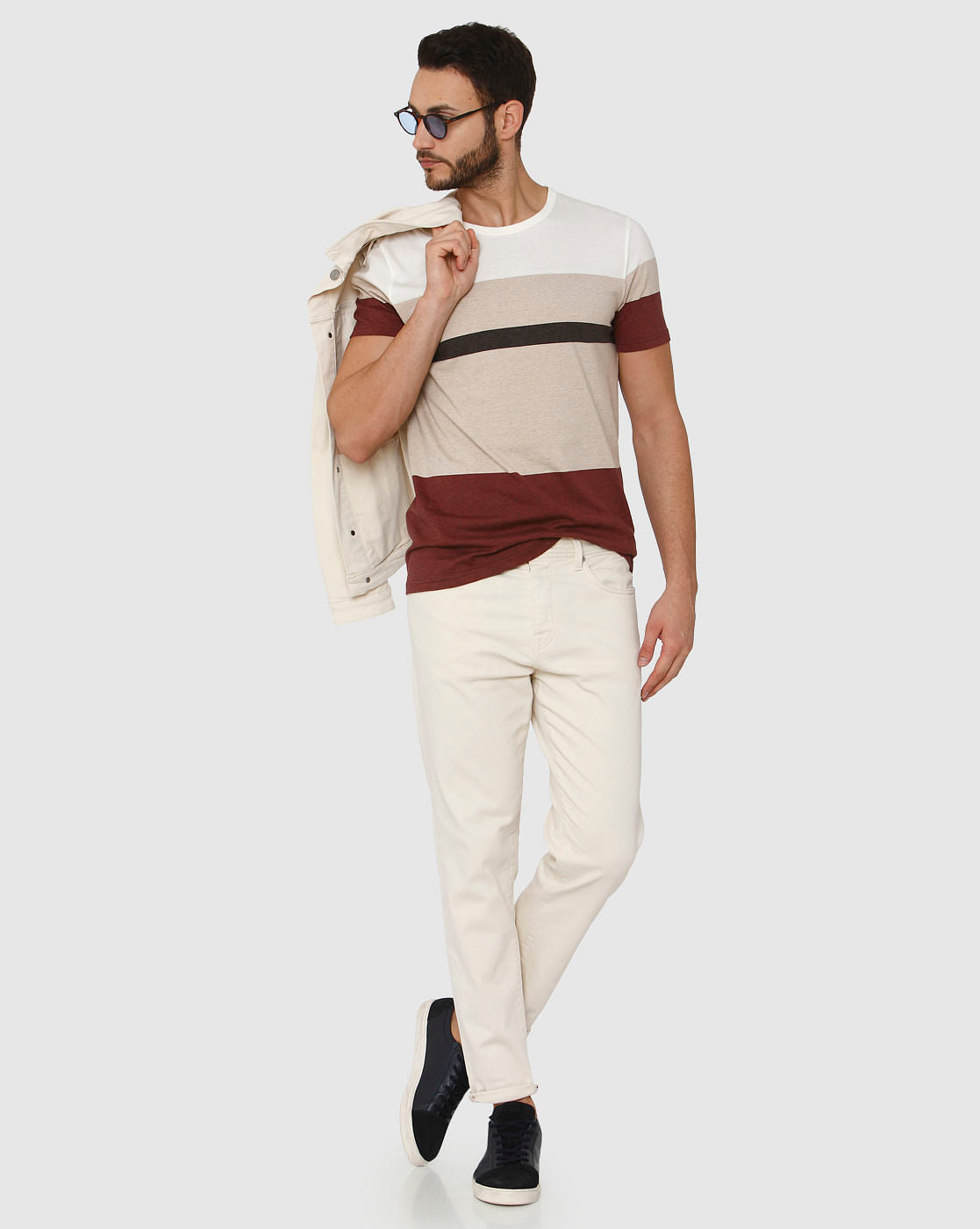 White Mid Rise Toby Tapered Fit Jeans