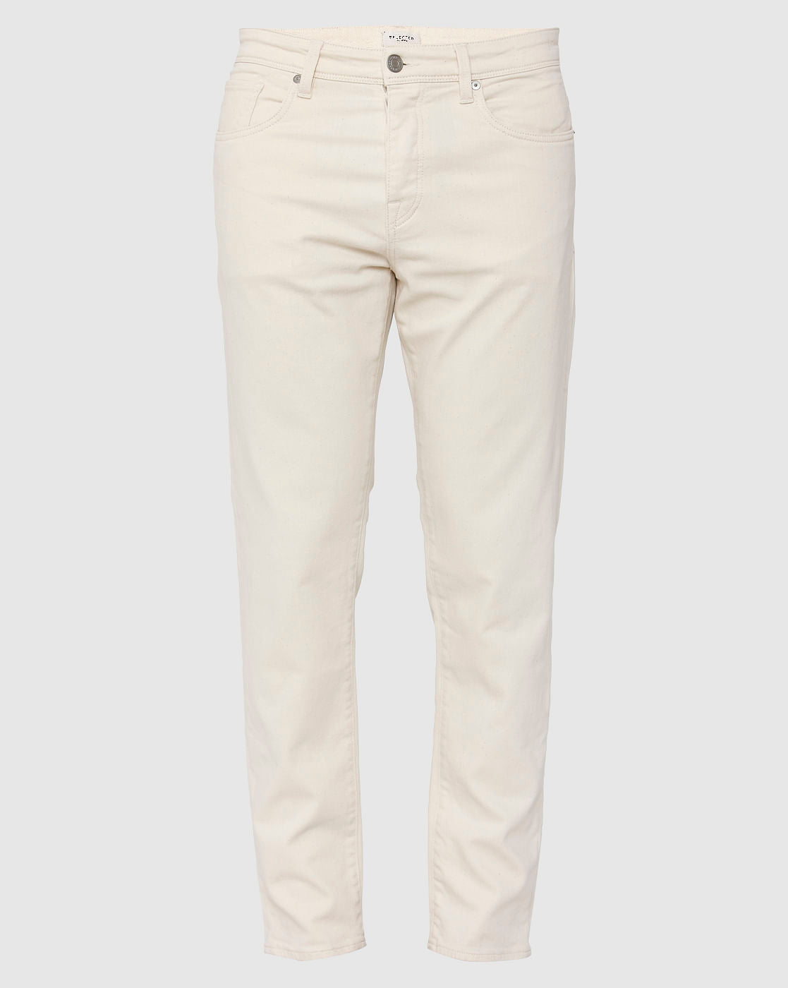 White Mid Rise Toby Tapered Fit Jeans
