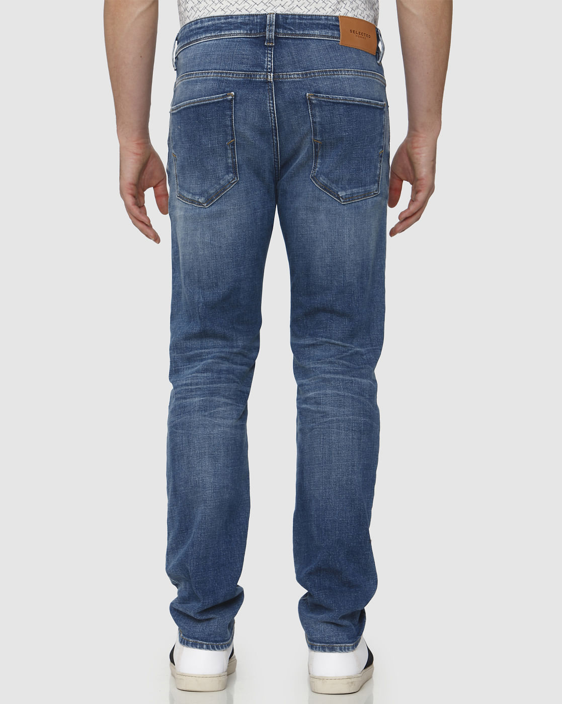 Blue Mid Rise Light Fade Leon Slim Fit Jeans