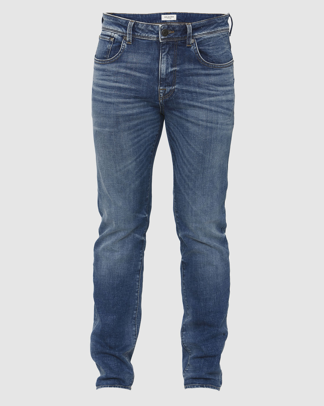 Blue Mid Rise Light Fade Leon Slim Fit Jeans