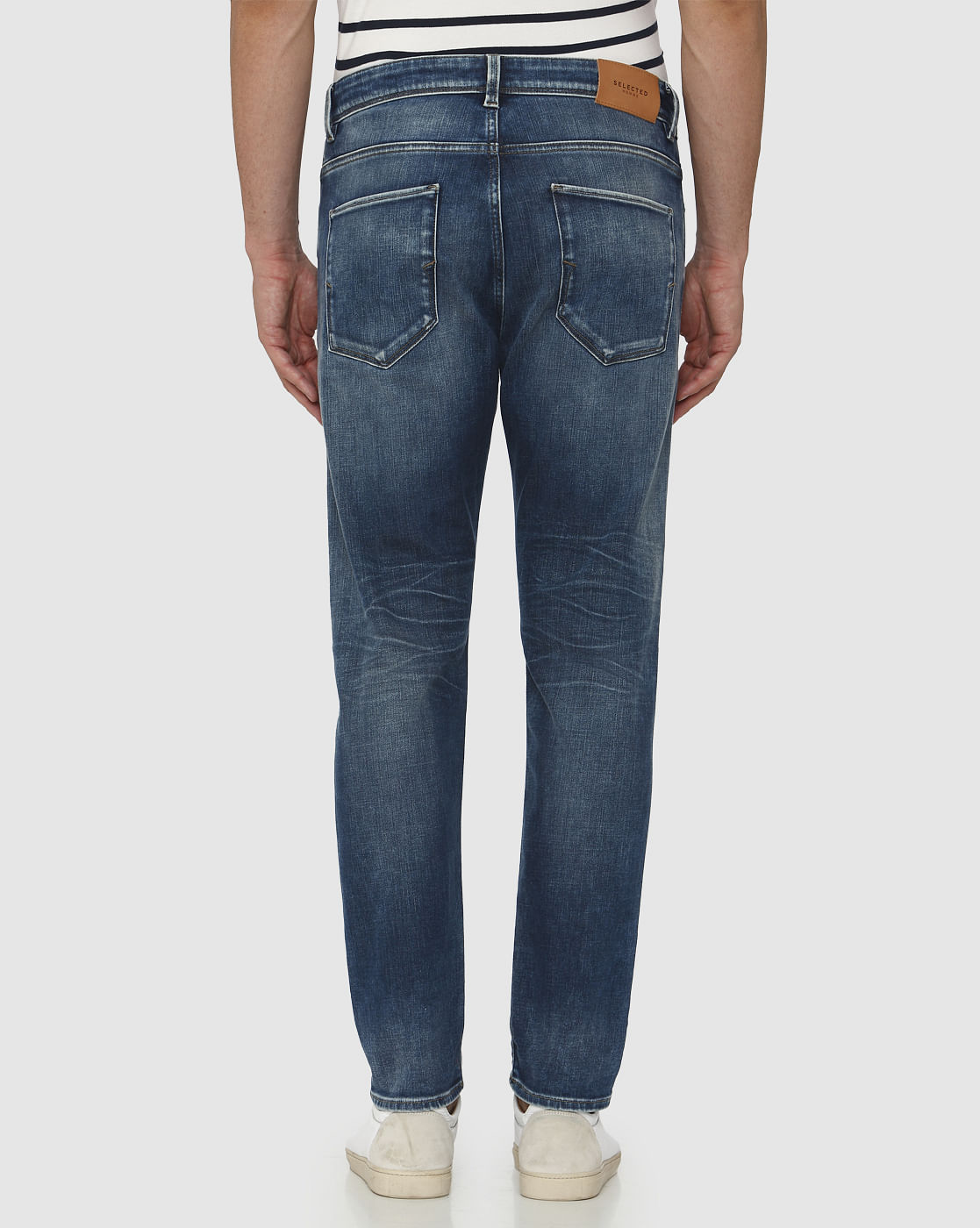 Blue Mid Rise Light Fade Toby Tapered Fit Jeans