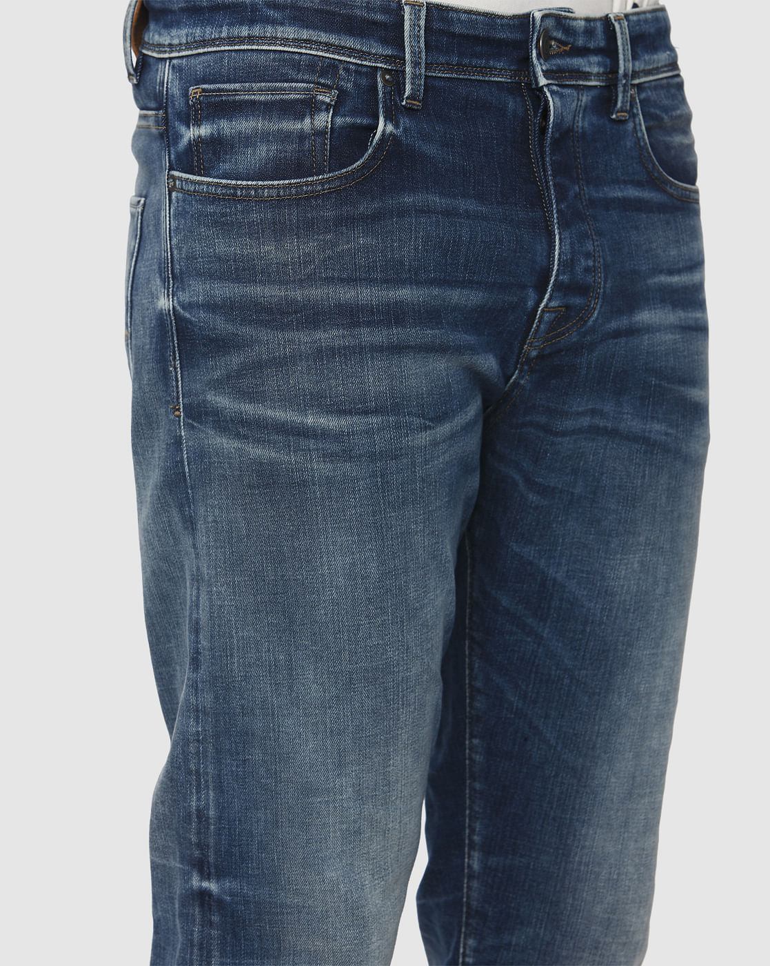Blue Mid Rise Light Fade Toby Tapered Fit Jeans
