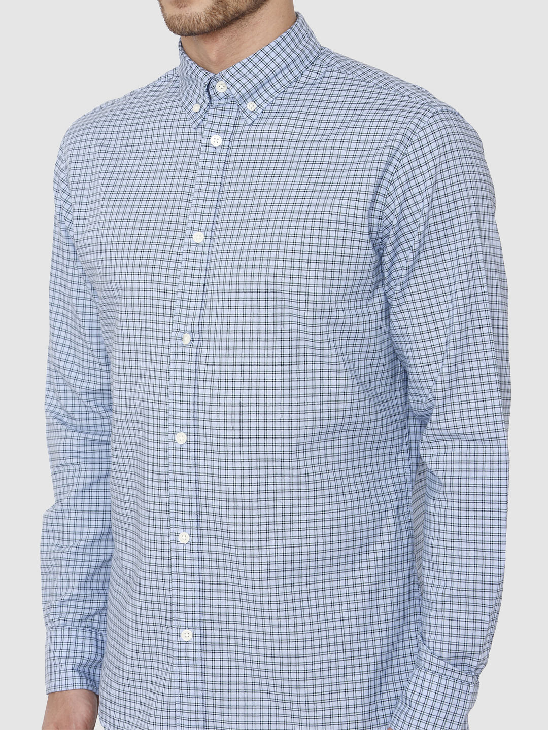 Blue Check Slim Fit Full Sleeves Shirt