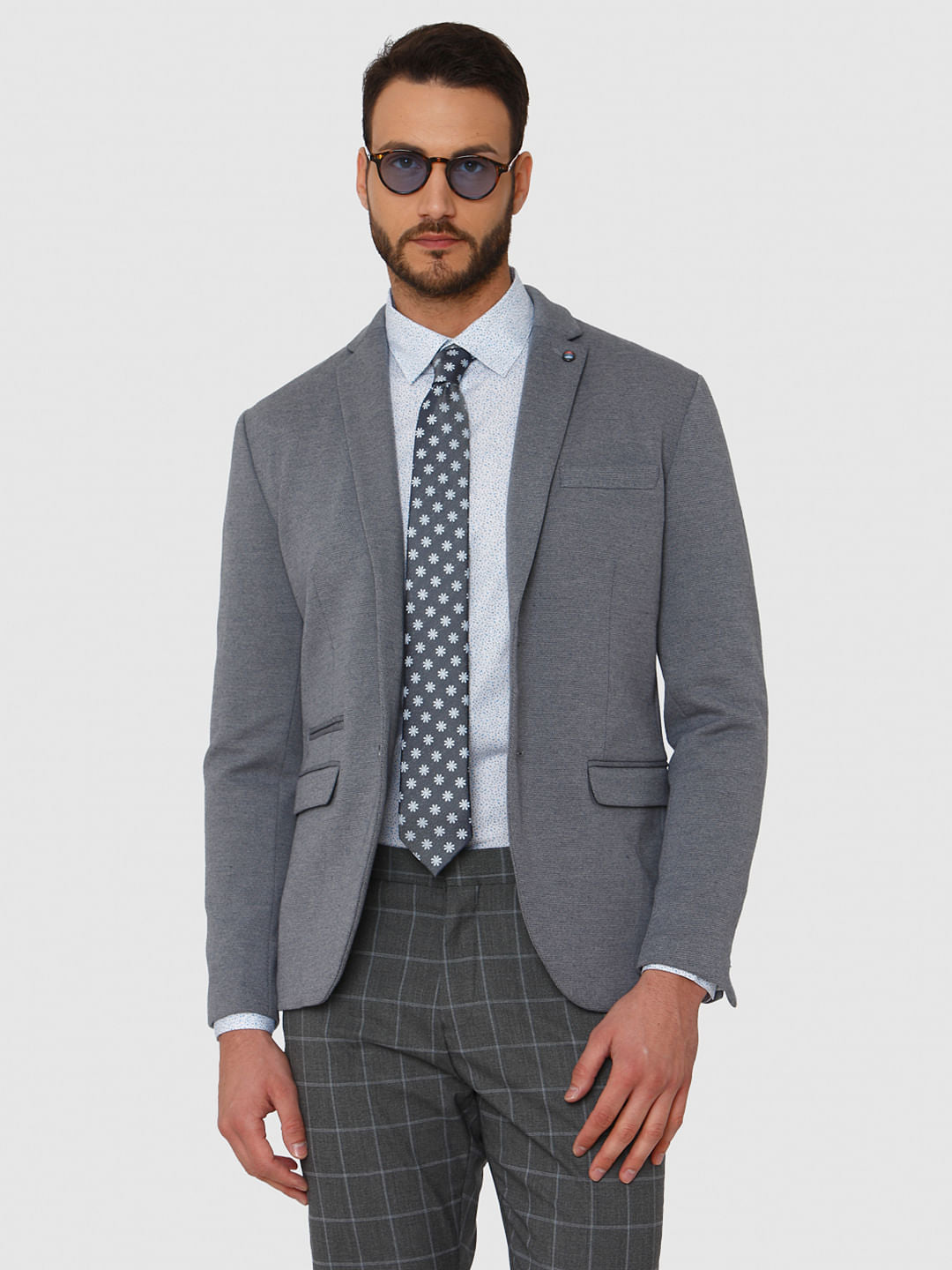White All Over Print Slim Fit Full Sleeves Shirt