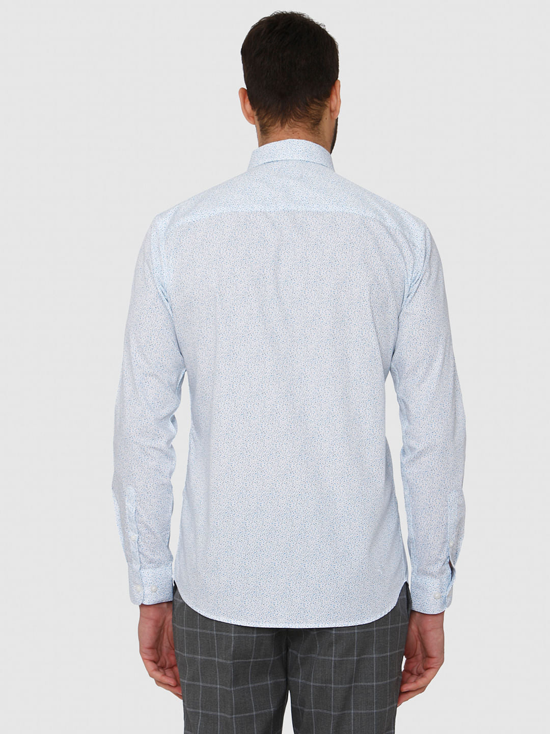 White All Over Print Slim Fit Full Sleeves Shirt