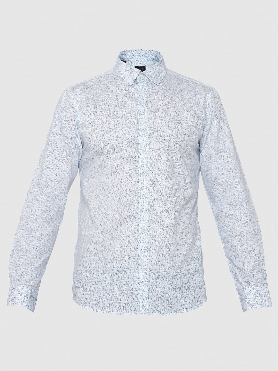 White All Over Print Slim Fit Full Sleeves Shirt