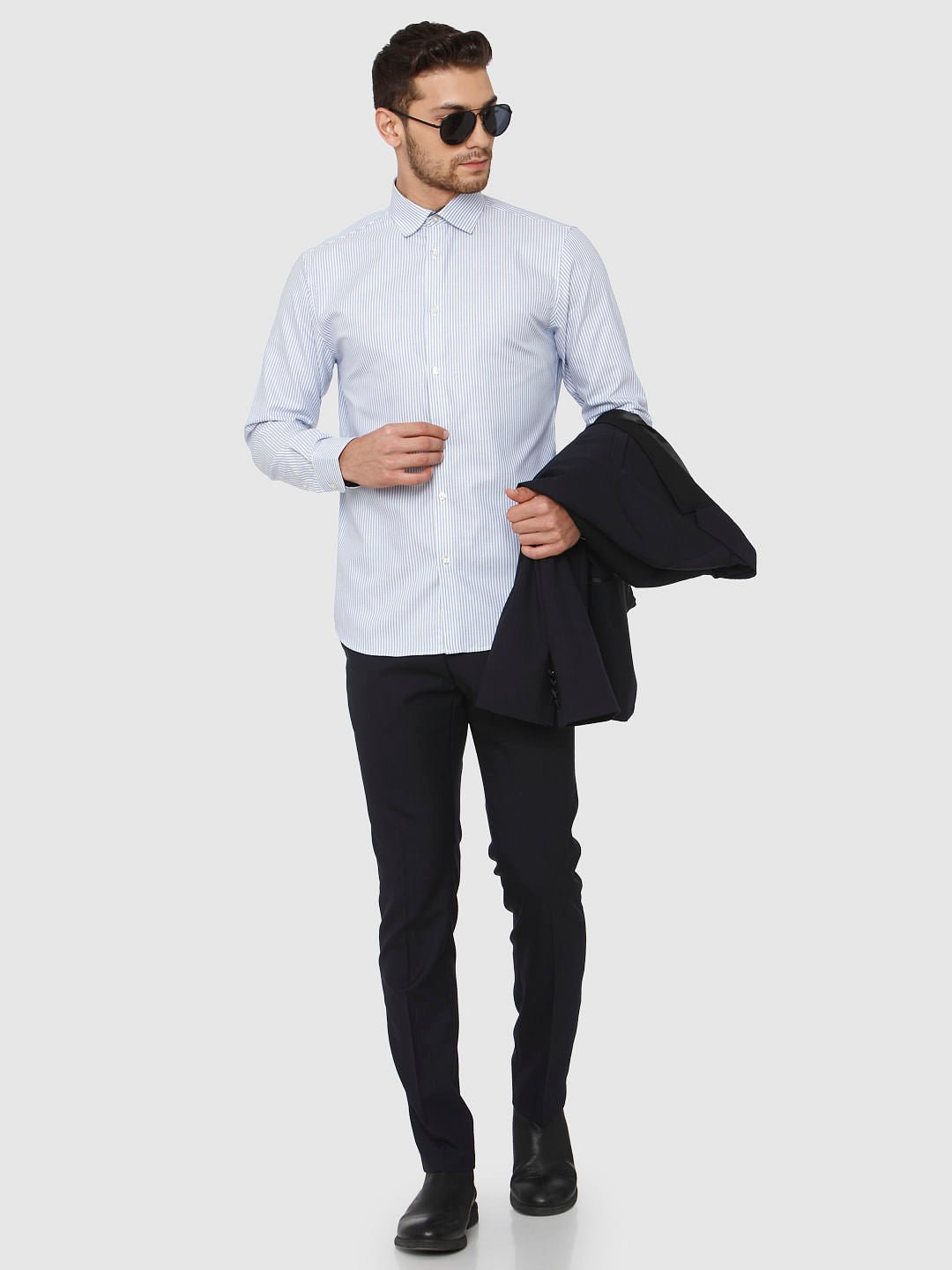 Blue Slim Fit Full Sleeves Formal Shirt