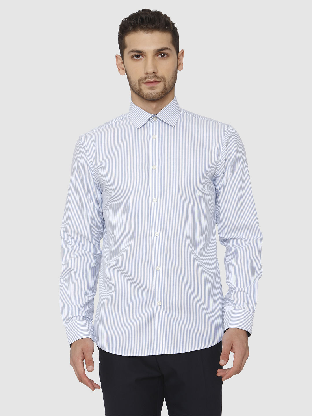 Blue Slim Fit Full Sleeves Formal Shirt
