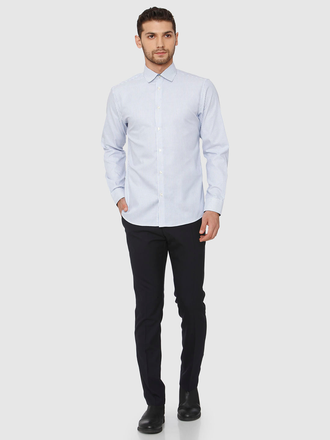 Blue Slim Fit Full Sleeves Formal Shirt
