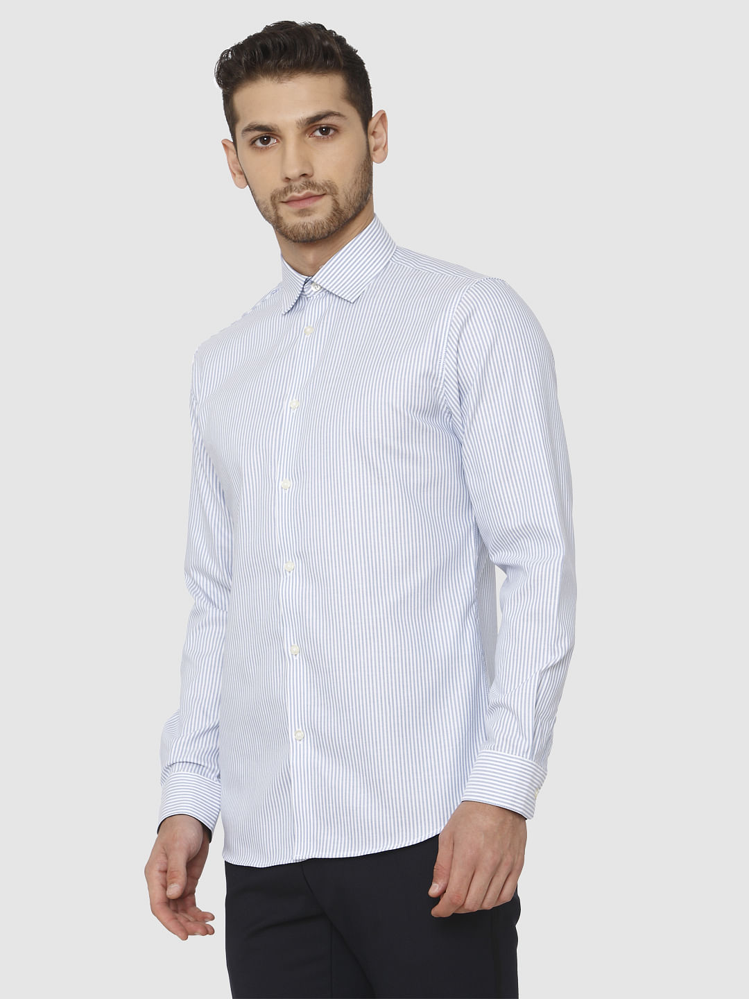 Blue Slim Fit Full Sleeves Formal Shirt