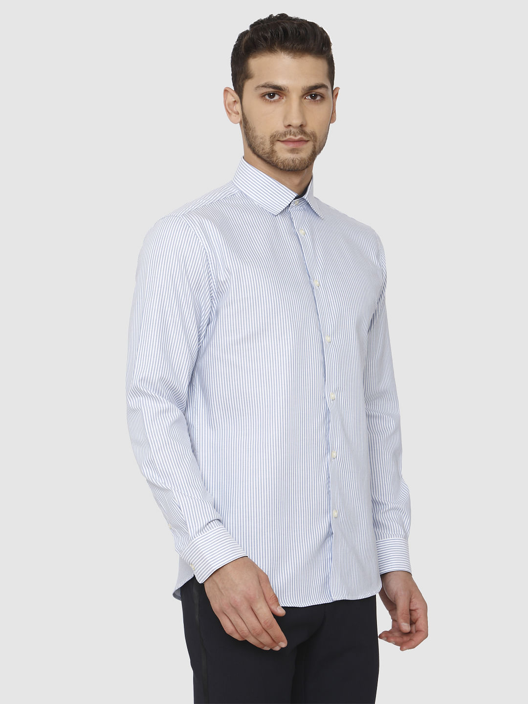Blue Slim Fit Full Sleeves Formal Shirt