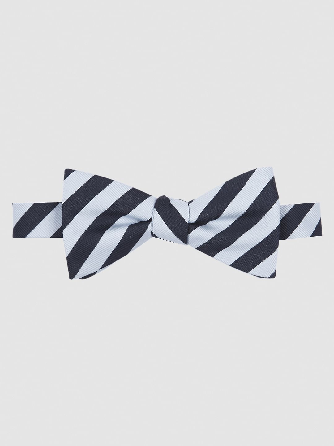Light Blue Striped Bow Tie