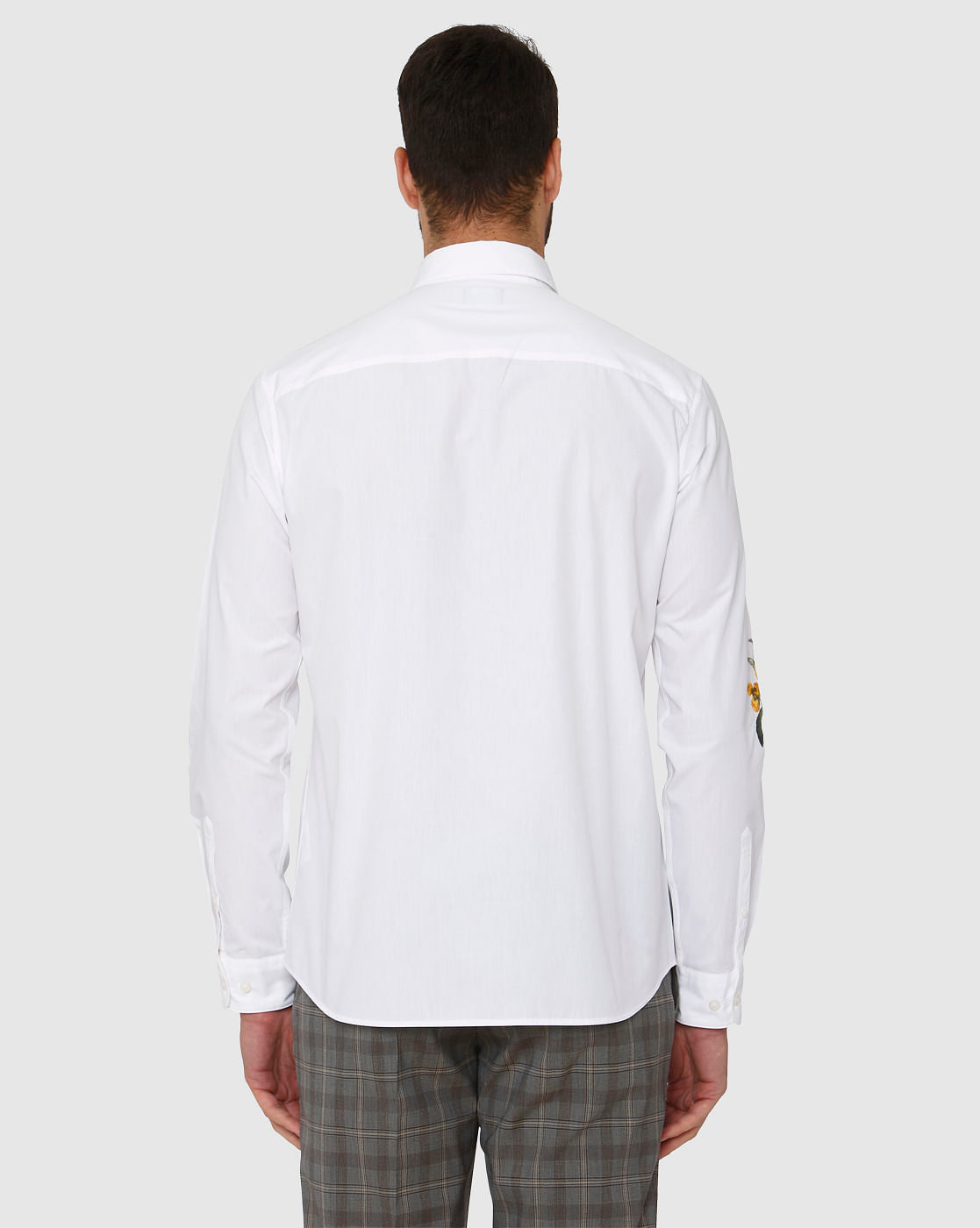 White Floral Embroidered Full Sleeves Shirt